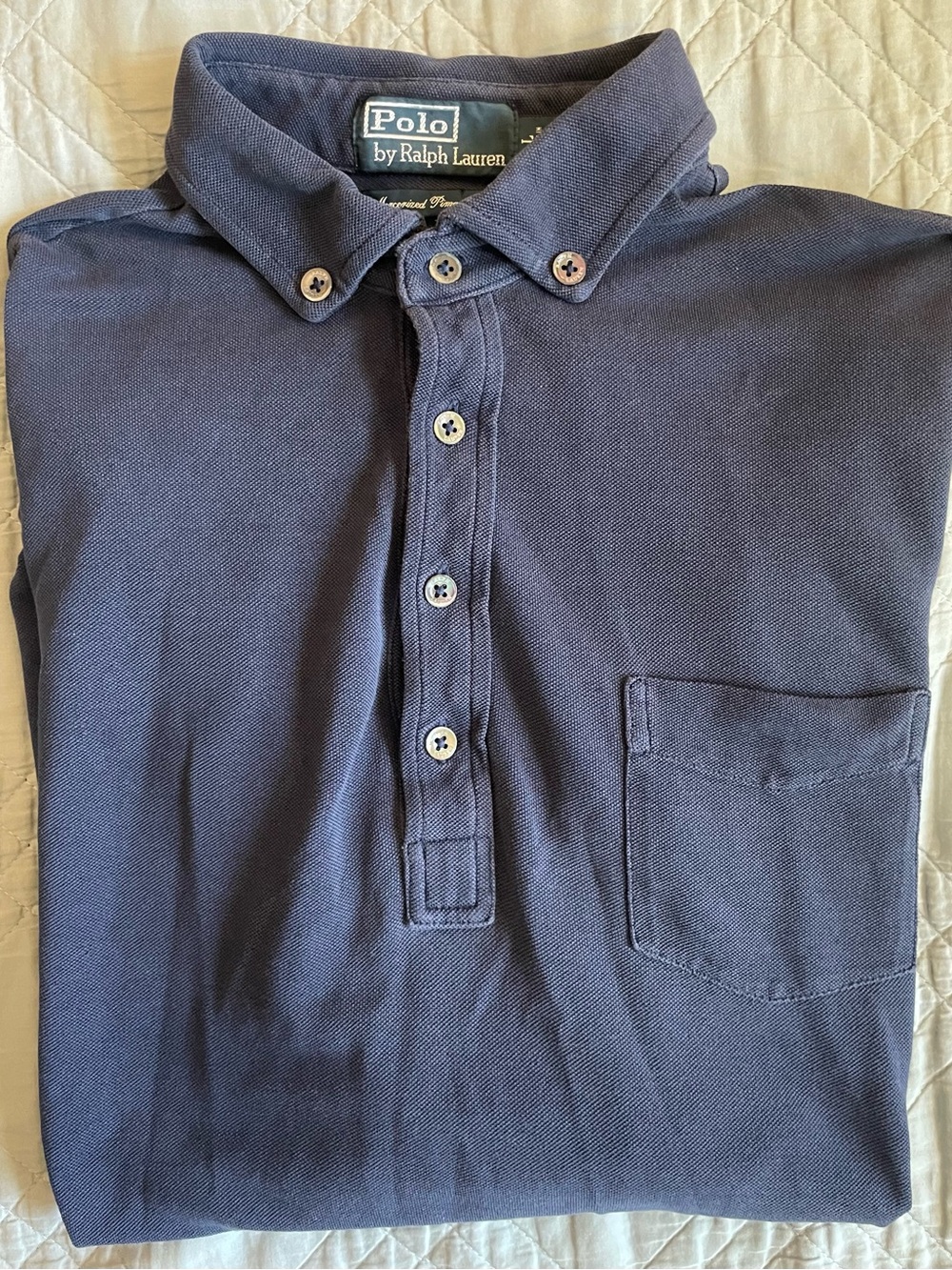 Polo Ralph Lauren Mercerized Pima Mesh Long Sleeve Button Down Polo Shirt Size L
